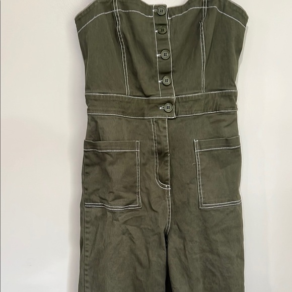 Kendall & Kylie Women's Olive Green & White Utility Jumpsuit Size S - Picture 4 of 10